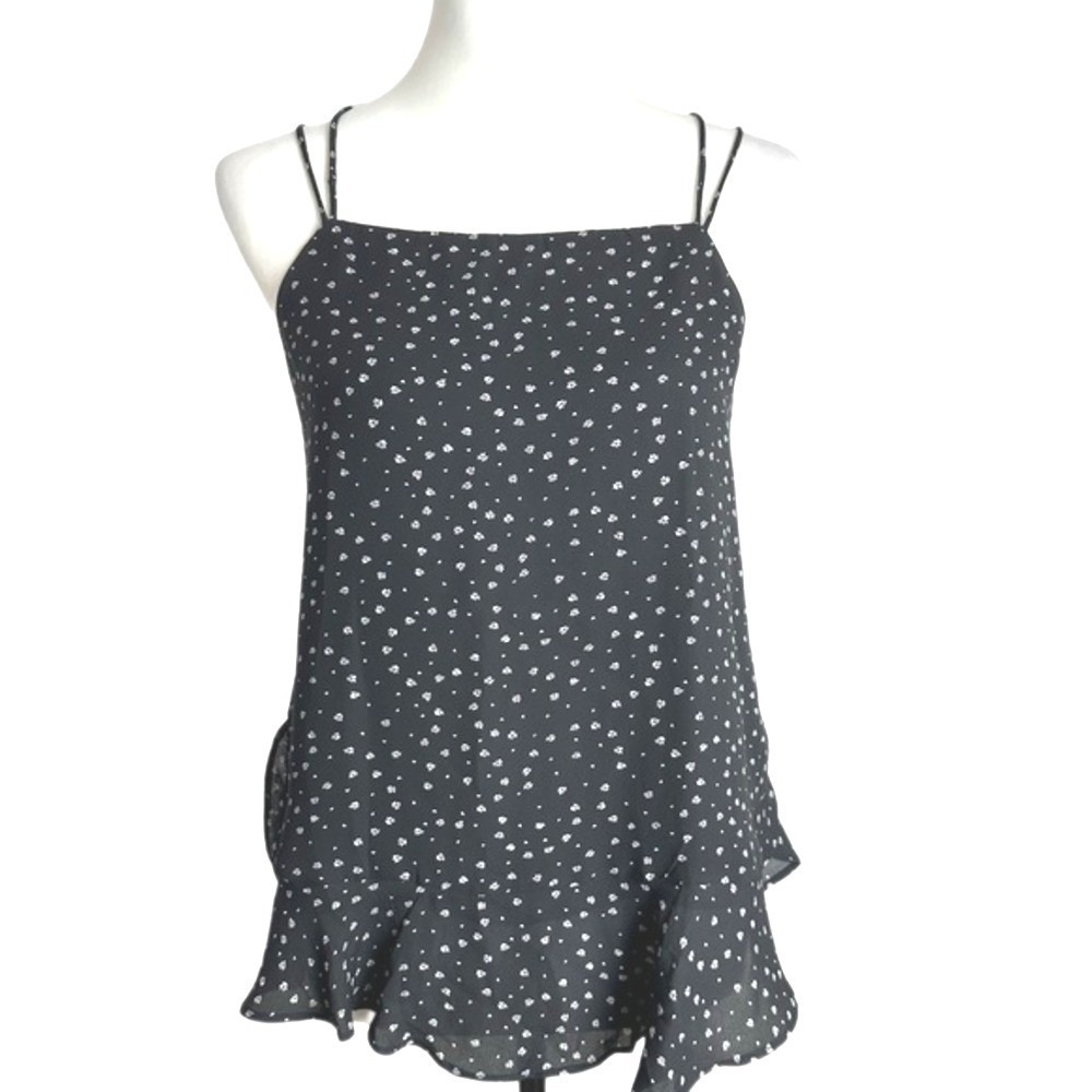 Loft Black &‎ White Floral Layered Cami With Scalloped Hem